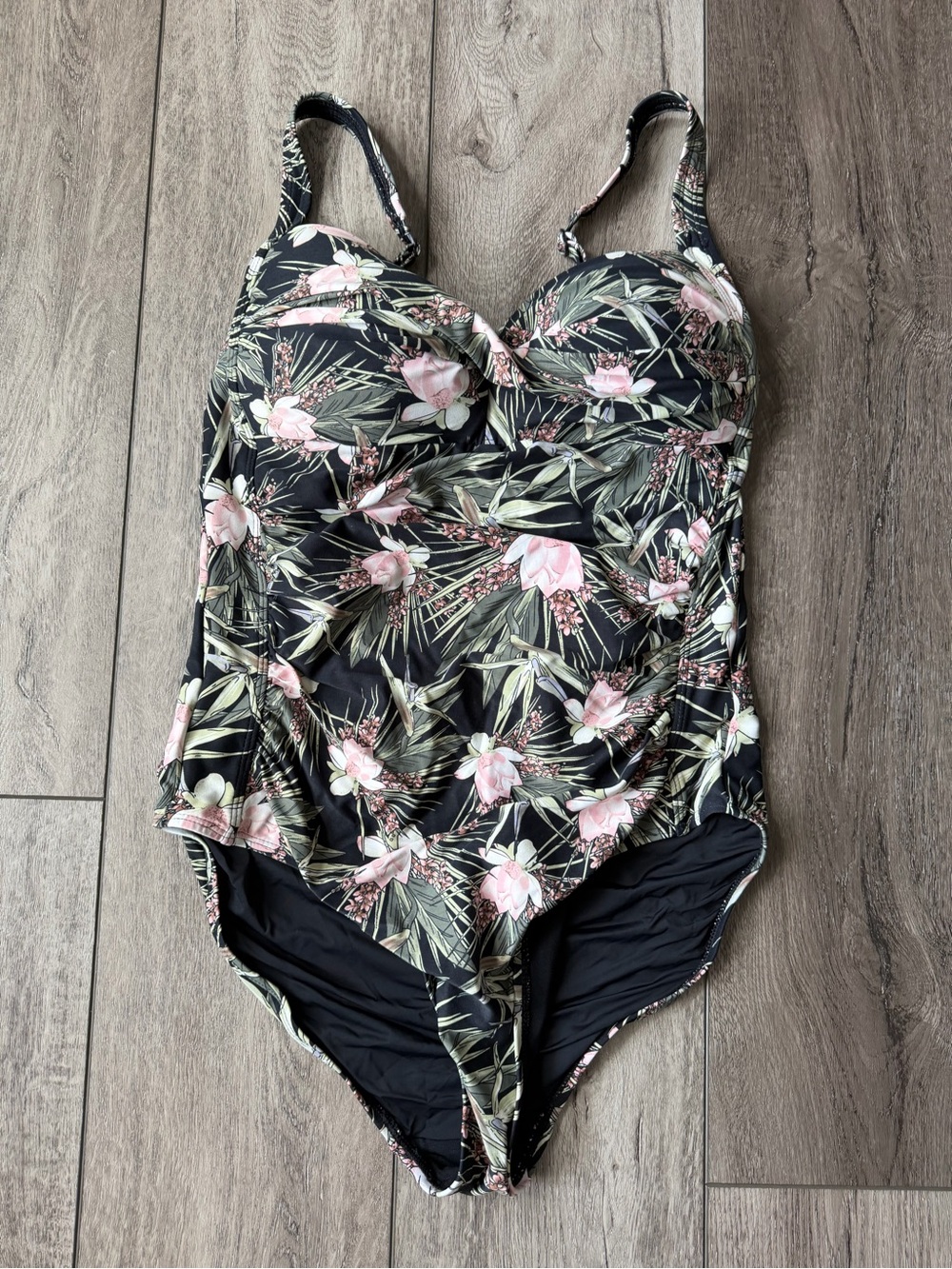 Niptuck Swim- Tummy Control Floral Palm One-Piece Swimsuit-Vacation/ Beach Ready